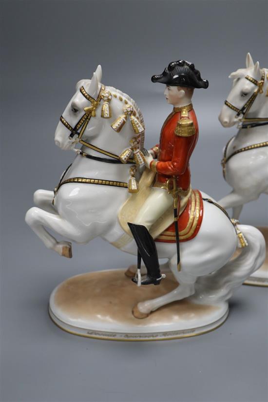 A pair of Augarten porcelain Spanish Riding School equestrian groups